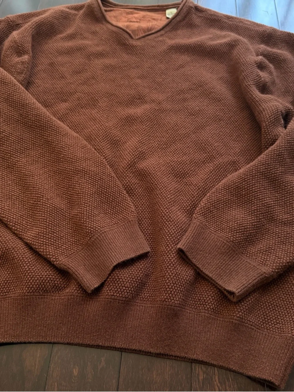Tommy Bahama Men's Sweater Size L Wool Cotton Pullover V Neck Brown - Picture 4 of 5